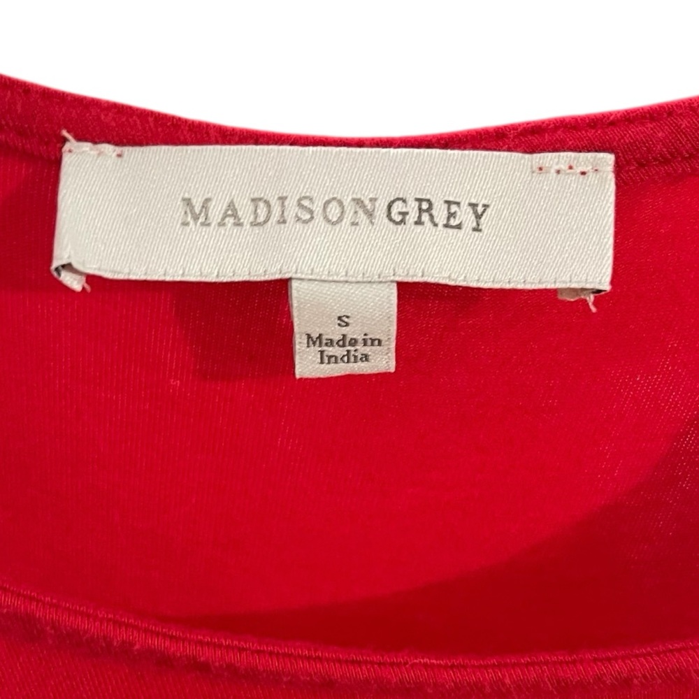 Madison‎ Grey Red Ruffle Strap Tiered Sundress Mini Dress Size S - Picture 6 of 8